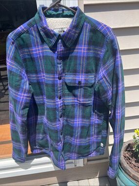 The North Face Plaid Sherpa-Lined Button-Up — Green, Blue & Purple Accents